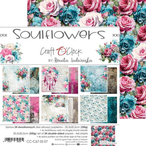 Craft OClock - Designpapier "Soulflowers" Paper Pack 8x8 Inch - 24 Bogen