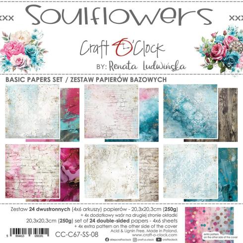 Craft OClock - Designpapier "Soulflowers" Basic Paper Pack 8x8 Inch - 24 Bogen