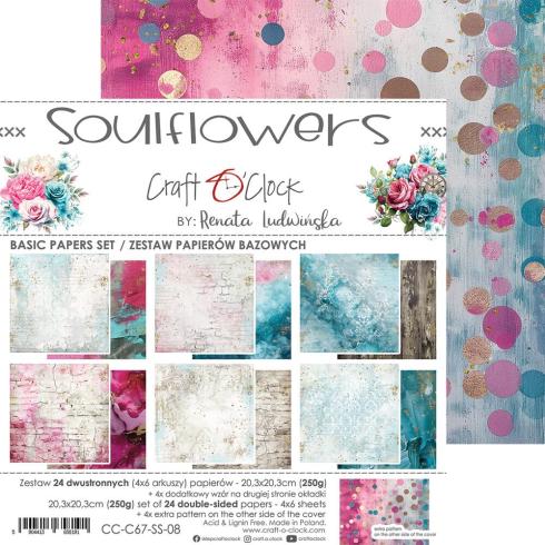 Craft OClock - Designpapier "Soulflowers" Basic Paper Pack 8x8 Inch - 24 Bogen