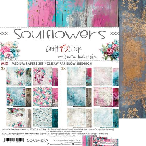 Craft OClock - Designpapier "Soulflowers" Medium Paper Pack 8x8 Inch - 24 Bogen