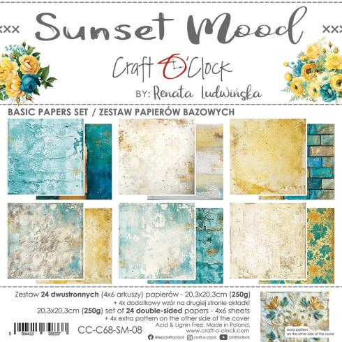 Craft OClock - Designpapier "Sunset Mood" Basic Paper Pack 8x8 Inch - 24 Bogen