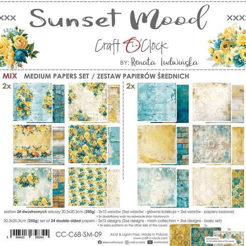 Craft OClock - Designpapier "Sunset Mood" Medium Paper Pack 8x8 Inch - 24 Bogen