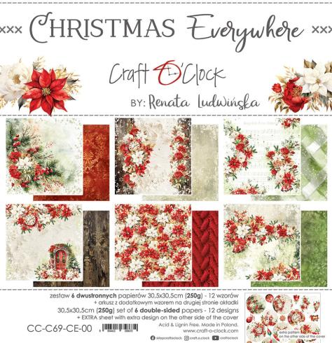 Craft OClock - Designpapier "Christmas Everywhere" Paper Pack 12x12 Inch - 6 Bogen