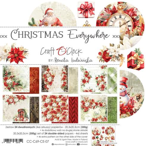 Craft OClock - Designpapier "Christmas Everywhere" Paper Pack 8x8 Inch - 24 Bogen