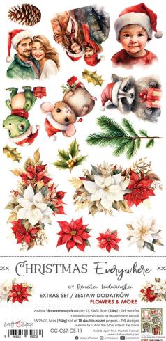 Craft OClock - Ausschneidebogen "Christmas Everywhere" Extra Set Flowers & More - 18 Bogen