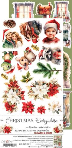 Craft OClock - Ausschneidebogen "Christmas Everywhere" Extra Set Flowers & More - 18 Bogen