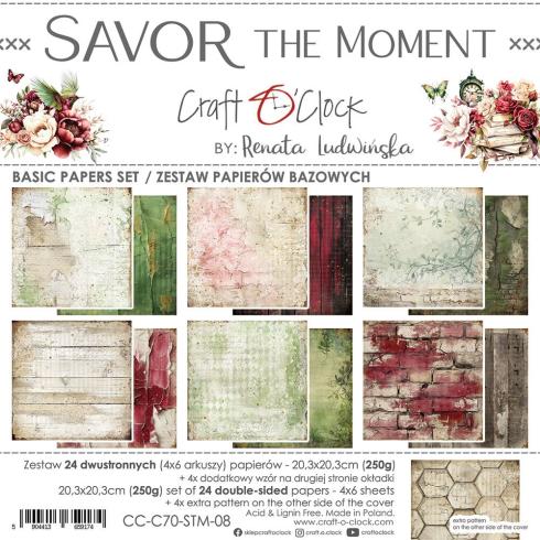 Craft OClock - Designpapier "Savor The Moment" Basic Paper Pack 8x8 Inch - 24 Bogen