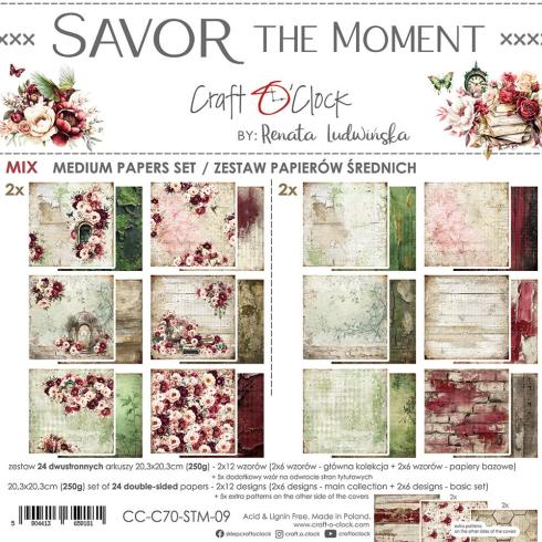 Craft OClock - Designpapier "Savor The Moment" Medium Paper Pack 8x8 Inch - 24 Bogen