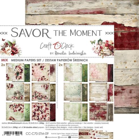 Craft OClock - Designpapier "Savor The Moment" Medium Paper Pack 8x8 Inch - 24 Bogen