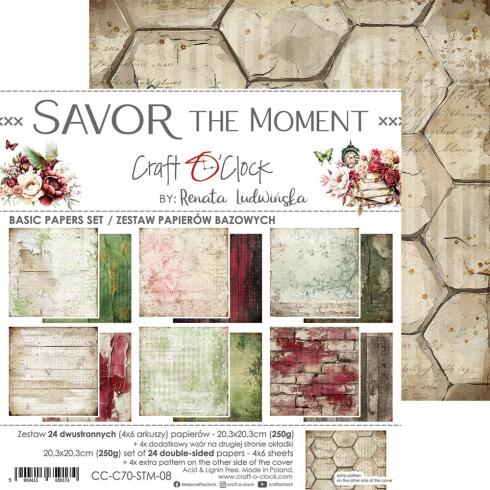 Craft OClock - Designpapier "Savor The Moment" Medium Paper Pack 8x8 Inch - 24 Bogen