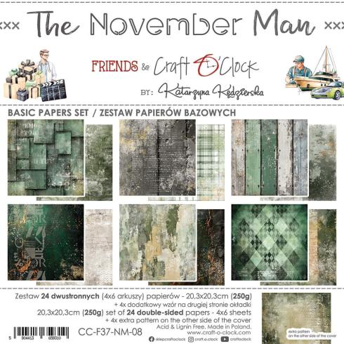 Craft OClock - Designpapier "The November Man" Basic Paper Pack 8x8 Inch - 24 Bogen