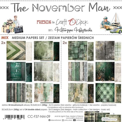 Craft OClock - Designpapier "The November Man" Medium Paper Pack 8x8 Inch - 24 Bogen