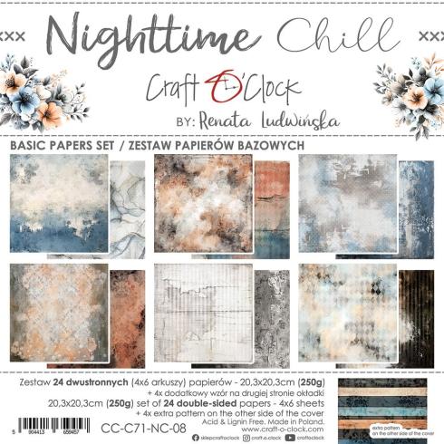 Craft OClock - Designpapier "Nighttime Chill" Basic Paper Pack 8x8 Inch - 24 Bogen