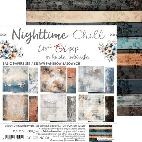 Craft OClock - Designpapier "Nighttime Chill" Basic Paper Pack 8x8 Inch - 24 Bogen