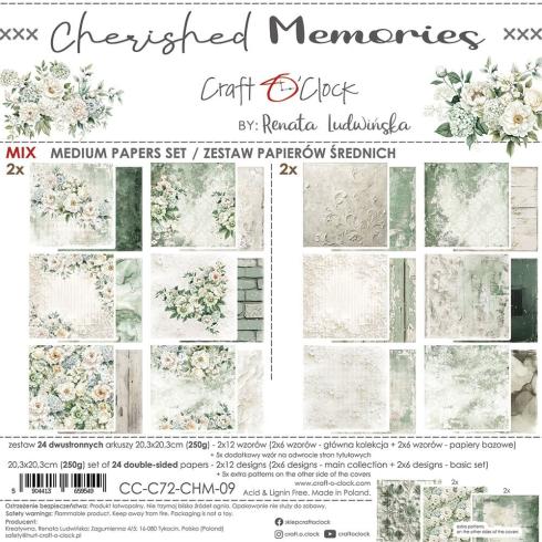 Craft OClock - Designpapier "Cherished Memories" Medium Paper Pack 8x8 Inch - 24 Bogen