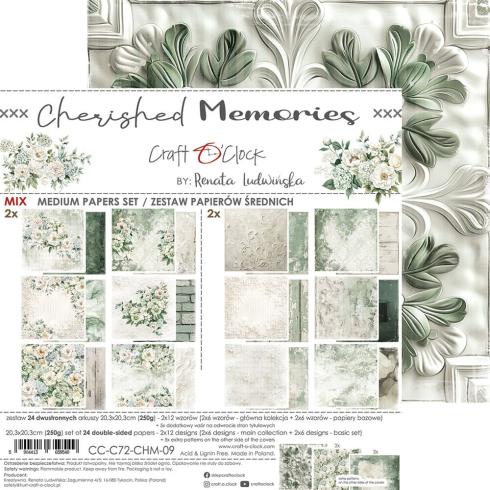 Craft OClock - Designpapier "Cherished Memories" Medium Paper Pack 8x8 Inch - 24 Bogen