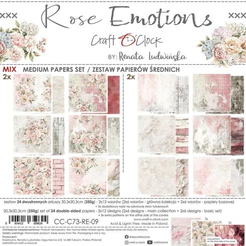 Craft OClock - Designpapier "Rose Emotions" Medium Paper Pack 8x8 Inch - 24 Bogen