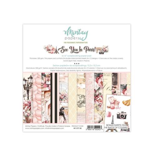 Mintay Papers - Designpapier "See You In Paris" Scrapbooking Paper Pad 6x6 Inch - 24 Bogen