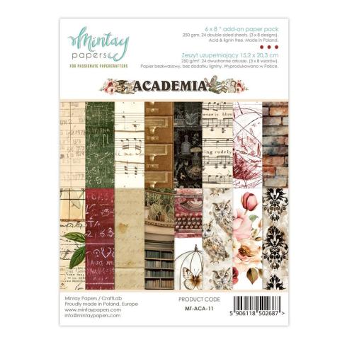 Mintay Papers - Designpapier "Academia" Add-On Paper Pack 6x8 Inch - 24 Bogen