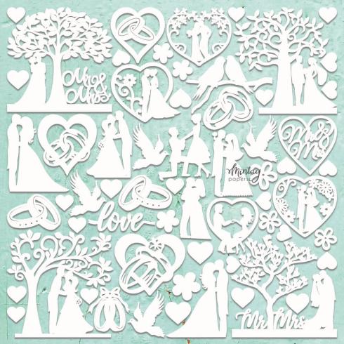 Mintay Papers - Stanzteile "Wedding" Chipboard - Chippies Decor 12x12 Inch