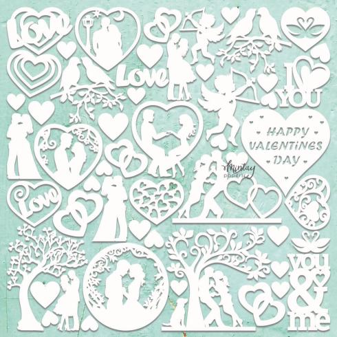 Mintay Papers - Stanzteile "Valentine's Day" Chipboard - Chippies Decor 12x12 Inch