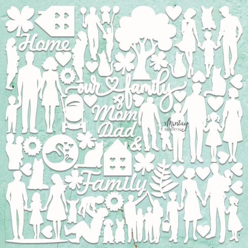 Mintay Papers - Stanzteile "Family" Chipboard - Chippies Decor 12x12 Inch