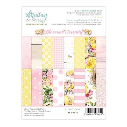 Mintay Papers - Designpapier "Blossom Serenity" Add-On Paper Pack 6x8 Inch - 24 Bogen