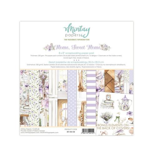 Mintay Papers - Designpapier "Home, Sweet Home" Scrapbooking Paper Pad 8x8 Inch - 24 Bogen