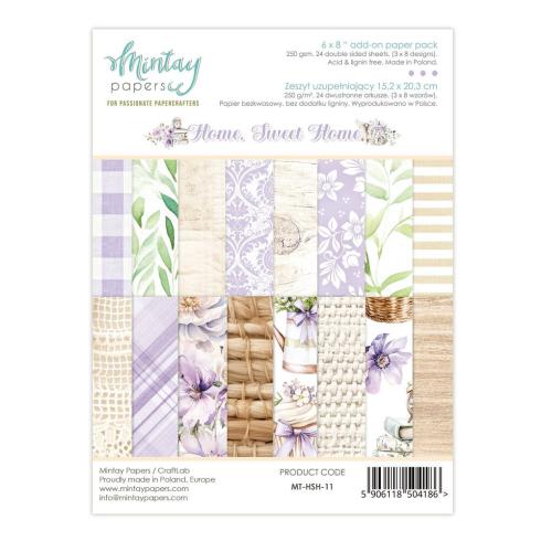 Mintay Papers - Designpapier "Home, Sweet Home" Add-On Paper Pack 6x8 Inch - 24 Bogen