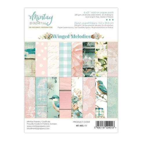 Mintay Papers - Designpapier "Winged Melodies" Add-On Paper Pack 6x8 Inch - 24 Bogen