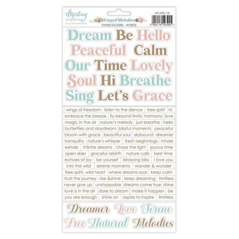 Mintay Papers - Aufkleber "Winged Melodies" Paper Sticker Words 6x12 Inch