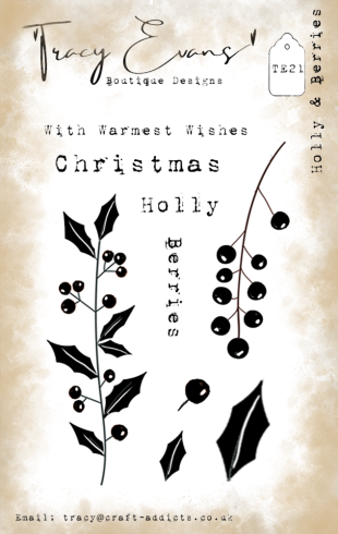 Tracy Evans - Stempelset "Holly and Berries" Clear Stamps