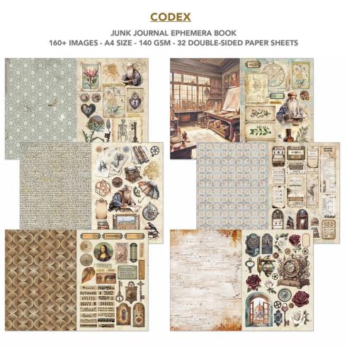 Ciao Bella - Designpapier & Stanzteile "Codex" Junk Journal Ephemera Book A4 - 32 Bogen