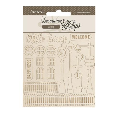 Stamperia - Holzteile "Silent Sea Village Kit" MDF Crafty Shapes Blanks & Decorative Chips