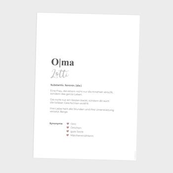Definitionsposter "Oma 1" | Geschenkidee | Personalisiert  | individuelles Bild | Wörterbuch