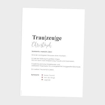 Definitionsposter "Trauzeuge 1" | Geschenkidee | Personalisiert  | individuelles Bild | Wörterbuch