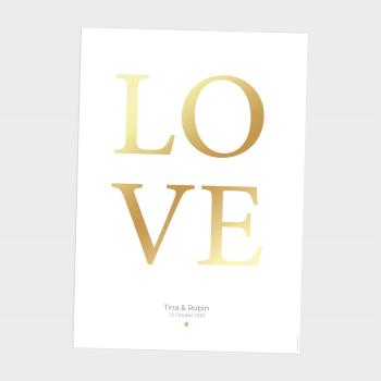 Metallicposter "LOVE" | Goldposter | Familienposter | Personalisiertes Poster | Wanddeko