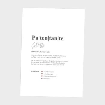 Definitionsposter "Patentante 1" | Geschenkidee | Personalisiert  | individuelles Bild | Wörterbuch