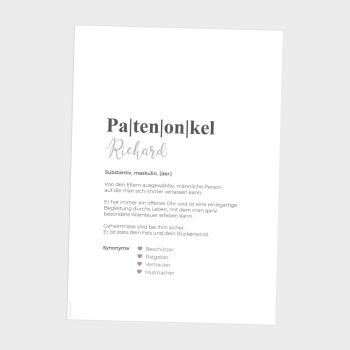 Definitionsposter "Patenonkel 1" | Geschenkidee | Personalisiert  | individuelles Bild | Wörterbuch