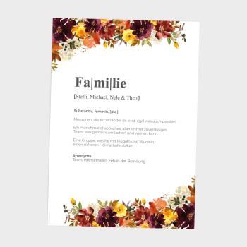 Definitionsposter "Familie 2" | Geschenkidee | Personalisiert  | individuelles Bild | Wörterbuch