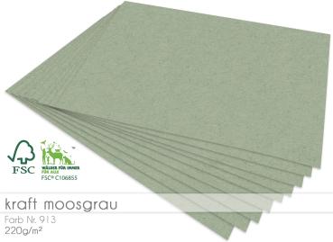 Cardstock "Recycling" - Kraftpapier 220g/m² DIN A4 in kraft moosgrau