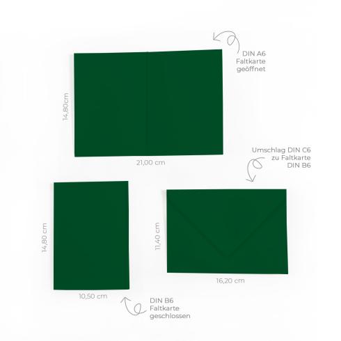 Faltkarte DIN A6 mit Briefumschlag DIN C6 in dunkelgrün