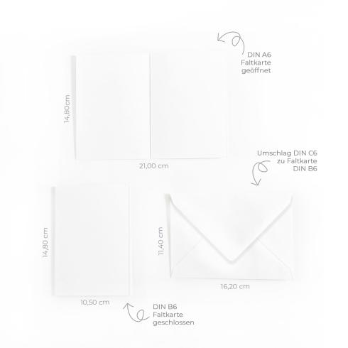 Faltkarte DIN A6 mit Briefumschlag DIN C6 in weiss