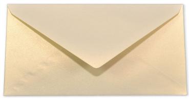 Briefumschlag DIN lang in metallic-ivory, 120g, ohne Fenster, Nassklebung