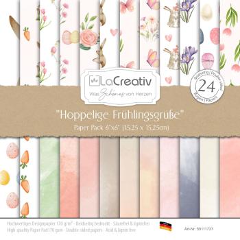 LaCreativ - Designpapier "Hoppelige Frühlingsgrüße" Paper Pack 6x6" - 24 Bogen