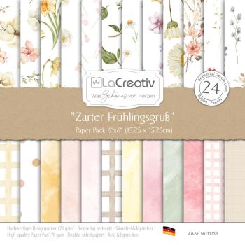 LaCreativ - Designpapier "Zarter Frühlingsgruß" Paper Pack 6x6" - 24 Bogen