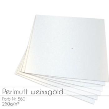 Cardstock "Metallic" 12"x12"  250g/m² (30,5 x 30,5cm) in perlmutt weissgold