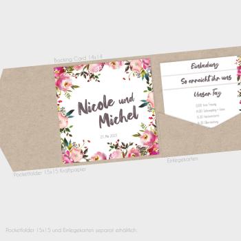 Backing-Card "Pink Bunch" Quadrat 14x14