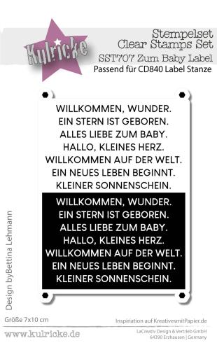 Kulricke Stempelset "Zum Baby Label" Clear Stamp