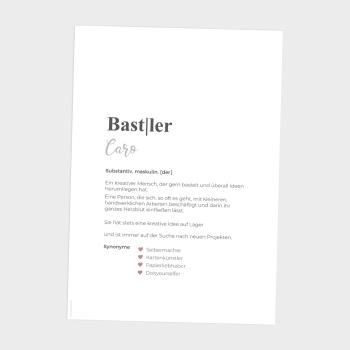 Definitionsposter "Bastler 1" | Geschenkidee | Personalisiert  | individuelles Bild | Wörterbuch